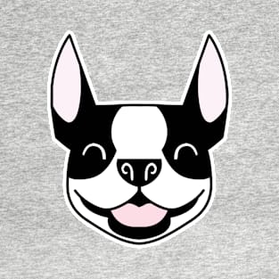 Boston black and white - Smiling Boston silhouette - Smooshface United - Boston Terrier gift T-Shirt